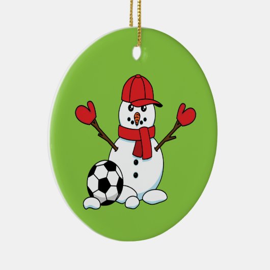 Funny Snowman mit Fußball Keramik Ornament (Rechts)