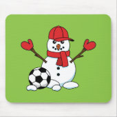 Funny Snowman mit Fußball Mousepad (Vorne)