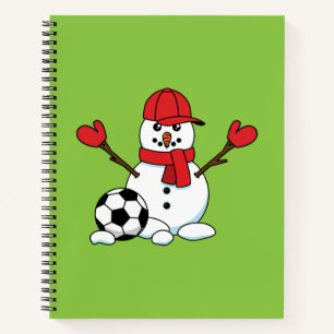 Funny Snowman mit Fußball Notizblock