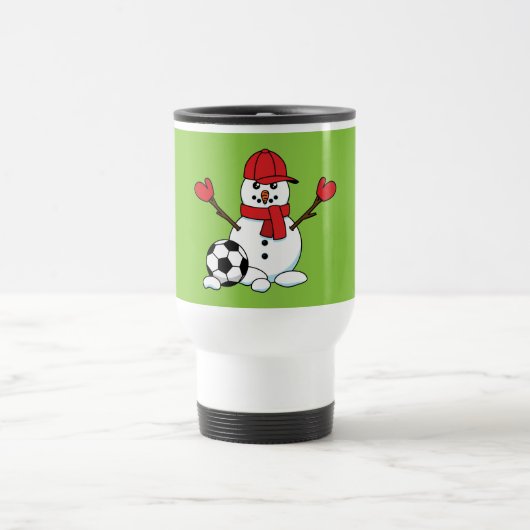 Funny Snowman mit Fußball Reisebecher (Mittel)