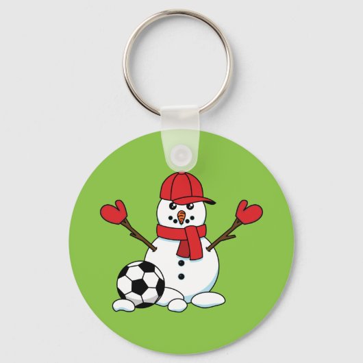 Funny Snowman mit Fußball Schlüsselanhänger (Vorderseite)