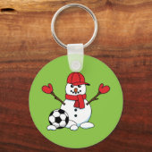 Funny Snowman mit Fußball Schlüsselanhänger (Vorderseite)