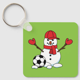 Funny Snowman mit Fußball Schlüsselanhänger