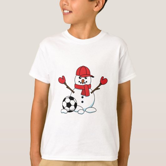 Funny Snowman mit Fußball T-Shirt (Vorderseite)