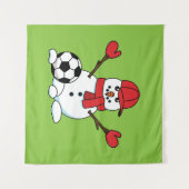 Funny Snowman mit Fußball Wandteppich (Vorderseite (Horizontal))