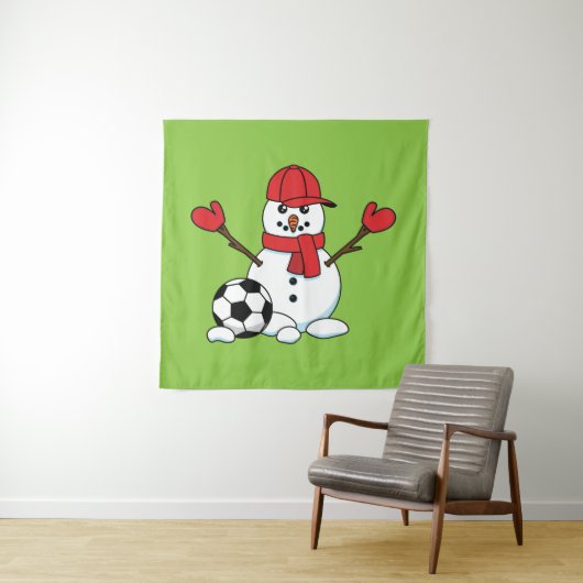 Funny Snowman mit Fußball Wandteppich (Beispiel)