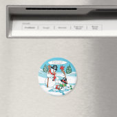Funny Snowman mit Hot Chocolate Cartoon Magnet (In Situ (Geschirrspüler))