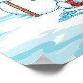 Funny Snowman mit Hot Chocolate Cartoon Poster (Ecke)