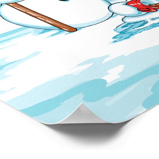 Funny Snowman mit Hot Chocolate Cartoon Poster (Ecke)