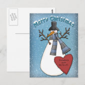 Funny Snowman mit Hut und Schal Postkarte (Vorne/Hinten)