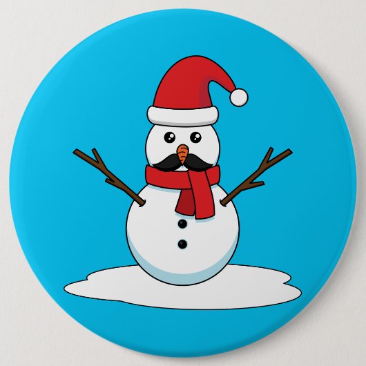 Funny Snowman mit Mustache und Carrot Button (Vorderseite)