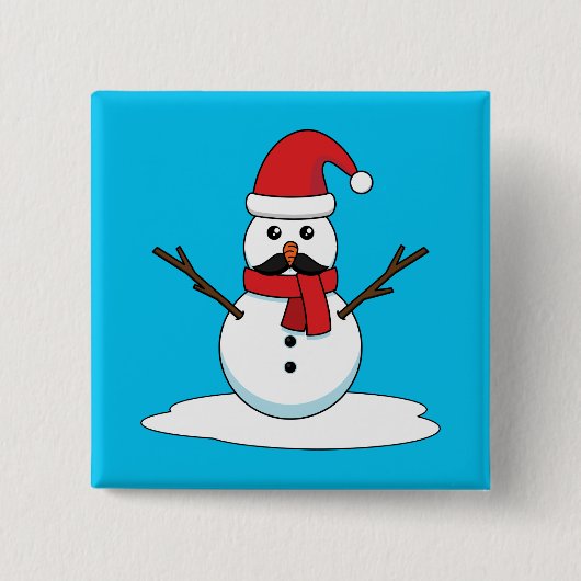 Funny Snowman mit Mustache und Carrot Button (Vorderseite)