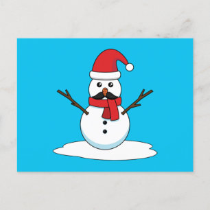 Funny Snowman mit Mustache und Carrot Feiertagspostkarte