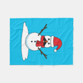 Funny Snowman mit Mustache und Carrot Fleecedecke (Vorderseite (Horizontal))