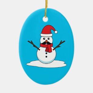 Funny Snowman mit Mustache und Carrot Keramik Ornament