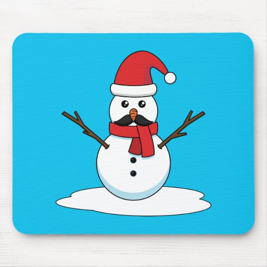 Funny Snowman mit Mustache und Carrot Mousepad (Vorne)