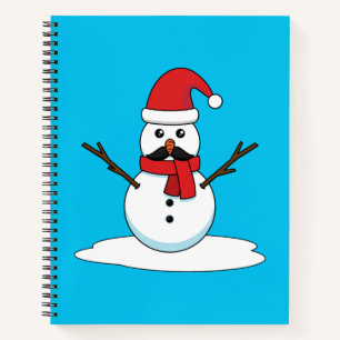 Funny Snowman mit Mustache und Carrot Notizblock