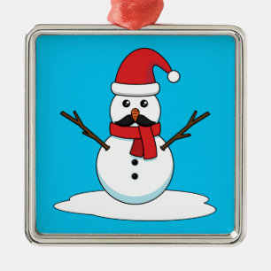 Funny Snowman mit Mustache und Carrot Ornament Aus Metall