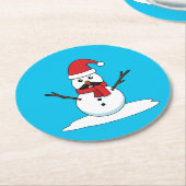 Funny Snowman mit Mustache und Carrot Runder Pappuntersetzer (Angewinkelt)