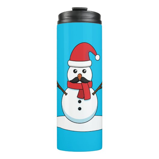 Funny Snowman mit Mustache und Carrot Thermosbecher (Vorderseite)