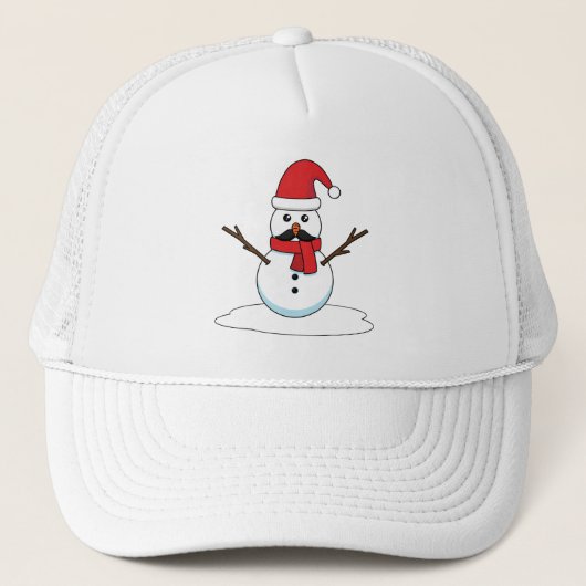 Funny Snowman mit Mustache und Carrot Truckerkappe (Vorderseite)