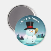 Funny Snowman mit Top Felt Hat Magnet (Vorderseite/Rückseite)