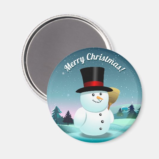 Funny Snowman mit Top Felt Hat Magnet (Vorderseite/Rückseite)