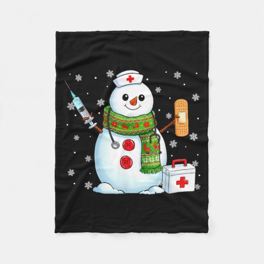 Funny Snowman Nurse Pjs Pajamas Christmas Xmas Wom Fleecedecke (Vorderseite)