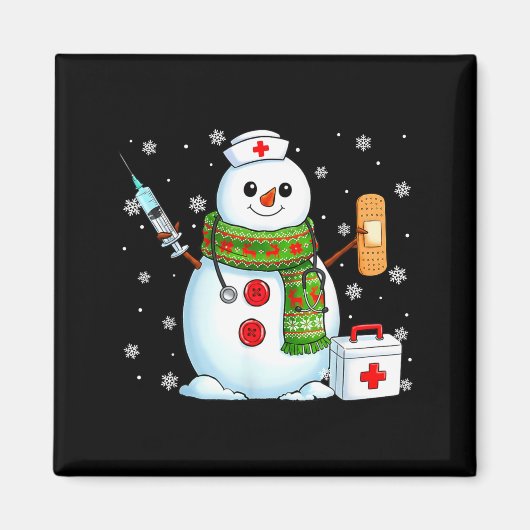 Funny Snowman Nurse Pjs Pajamas Christmas Xmas Wom Magnet (Vorne)