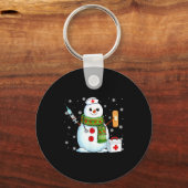 Funny Snowman Nurse Pjs Pajamas Christmas Xmas Wom Schlüsselanhänger (Vorderseite)