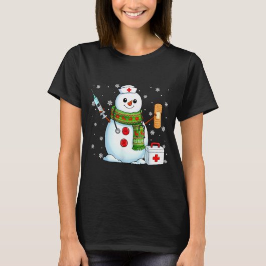 Funny Snowman Nurse Pjs Pajamas Christmas Xmas Wom T-Shirt (Vorderseite)