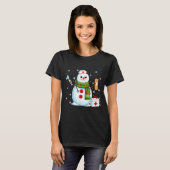 Funny Snowman Nurse Pjs Pajamas Christmas Xmas Wom T-Shirt (Vorne ganz)