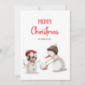 Funny Snowman Owl Frohe Weihnachten (Vorderseite)