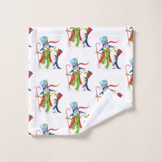 Funny Snowman Penguin Gold Glitzer Frohe Weihnacht Badhandtuch Set (Waschlappen)