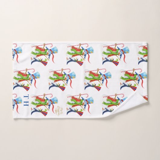 Funny Snowman Penguin Gold Glitzer Frohe Weihnacht Badhandtuch Set (Handtuch)