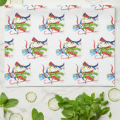 Funny Snowman Penguin Gold Glitzer Frohe Weihnacht Geschirrtuch (Gefaltet)