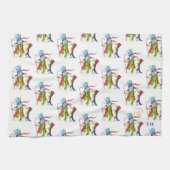 Funny Snowman Penguin Gold Glitzer Frohe Weihnacht Geschirrtuch (Horizontal)