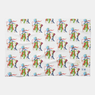 Funny Snowman Penguin Gold Glitzer Frohe Weihnacht Geschirrtuch