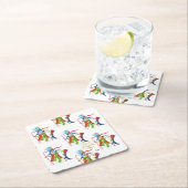 Funny Snowman Penguin Gold Glitzer Frohe Weihnacht Rechteckiger Pappuntersetzer (Vor Ort)