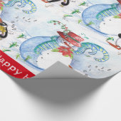 FUNNY SNOWMAN, PENGUIN'S WINTER SERENADE GESCHENKPAPIER (Ecke)