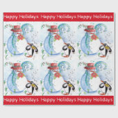 FUNNY SNOWMAN, PENGUIN'S WINTER SERENADE GESCHENKPAPIER (Flach)