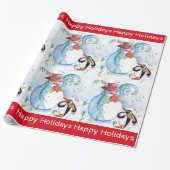 FUNNY SNOWMAN, PENGUIN'S WINTER SERENADE GESCHENKPAPIER (Ungerollt)