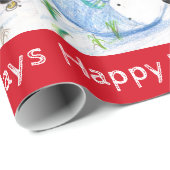 FUNNY SNOWMAN, PENGUIN'S WINTER SERENADE GESCHENKPAPIER (Rolleneckpunkt)