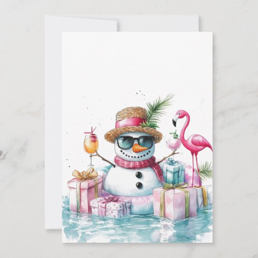 Funny Snowman Pool Party Weihnachten Juli Einladung (Rückseite)