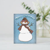 Funny Snowman Postkarte (Stehend Vorderseite)
