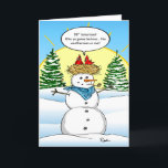 Funny Snowman Red Kardinal Christmas Feiertagskarte<br><div class="desc">Sie suchen Spaß und originelle Weihnachtskarten Ideen? Wie wär's mit lustigen Weihnachtskarten, die in diesem Jahr an Kardinal und Freunde verschickt werden? Diese handgezeichnete Abbildung von Raphaela Wilson zeigt zwei rote Kardinäle, die in einem Nest auf dem Schneemann Frosty sitzen... Das Zitat lautet: "99 Grad morgen? Wer glaubt... der Wettermann...</div>