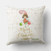 Funny Snowman Rudy Fairy Gold Frohe Weihnachten Kissen (Rückseite)