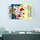 Funny Snowman Santa Christmas Party Add The Year Banner (Messeveranstaltung)