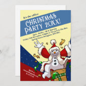 Funny Snowman Santa Christmas Party Add The Year Einladung (Vorne/Hinten)