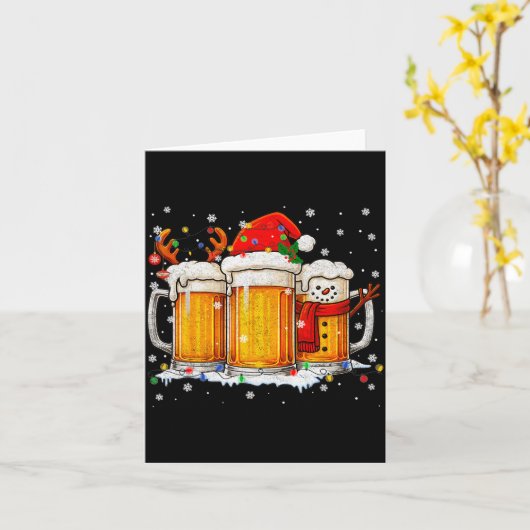 Funny Snowman Santa Hat Drink Christmas Xmas Men  Karte (Gelbe Blume)